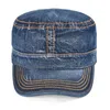 Basker denim armé mössa män tvättade bomullsbaseball höst design mode hatt huvudstycke platt topp justerbar toppade visir hattsberets