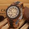 Principais relógios masculinos de marca Round Automatic para homens Moda Wood Clock Ajustável Pulseira de madeira Mecânica Watch268O5074024