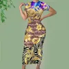 NoisyDesign Women Luxury Evening Dresses Black Greyhound Dog Print Ladies Midi Golden Floral BodyCon Outfits 4xl Dropship 220627