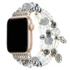 Jewelry Bracelet Strap For Apple Watch 41mm 45mm 44mm 42mm 40mm 38mm Bands Women Beaded Wristband iwatch 7 6 5 4 3 Se Series Watchband Accessories