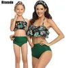 Riseado High Tailed Bathing Suits Ruffled Swimsuit Moeder en dochter Bikinis New Beachwear Sexy Halter Bikini Set T200508