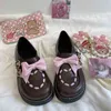 Dress Shoes Heart Embroidery Woman Vulcanize Pu Patchwork Girls Mary Janes Japanese Style Kawaii Bow Buckle Black Ladies Footwear 220516