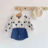 0-24M Neugeborenes Kind Baby Mädchen Winter Warme Kleidung Polka Dot Print Stricken Strampler Elegante Nette Süße Pullover Strampler Overall Strickwaren G220510