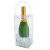 Saco de vinho de gelo portátil dobrável pacote de refrigerador transparente PVC à prova de vazamento sacos com alça de transporte para garrafa de champanhe cerveja gelada vinhos bebidas geladas bebidas geladas