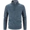 Herfst winter dik gebreide trui trui heren pullovers vaste kleur rits mock nek slank fit gebreide pullovers mannen causale trui man 220817