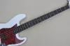 4-saitige weiße E-Bassgitarre mit Punkteinlage aus Palisandergriffbrett