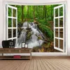 Nature Large Wall Rugs 3D Forest Landscape City Beach Outside Window Tapestry Tree Wall Hanging Blanket Boho Home Decor J220804