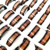 Bulk lots 50pcs Unique Silver Black Ring 8mm Comfort-fit Wood Grain Inlay Stainless Steel Ring216U