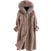 Women's Wool & Blends 2022 Hair Lead Sheep Shearing Leather And Fur Loose Coat Even Hat Long Fund Overcoat Bery22