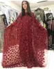 Casual Dresses TsXT 2022 Afrikansk stil Kvinnor Solid Lace Broderi Flower Mesh O-Neck Batwing Sleeve Loose Plus Size Robe Vest Long Dress