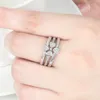 Four-leaf clover adjustable opening ring lucky flower diamond set ring three-in-one split combination set