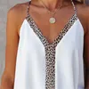 Kobiety z czołgów seksowne głębokie rękawie w szyku w stylu kasety swobodne kobiety Camisole Streetwear Summer Leopard Print Ladies Top Kamizelka 220514