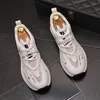 Style italien hommes robe chaussures de mariage mode blanc maille chaussures à lacets respirant décontracté Sneaker bout rond fond épais affaires conduite marche mocassins N64