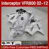 Kroppsarbete för Honda Interceptor VFR 800 VFR800 RR CC 800RR 02-12 Body 129No.62 800cc VFR800RR Glans Vit 02 2002 2003 2004 2005 2006 2007 VFR-800 08 09 10 11 12 Fairings