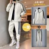 Mäns Tracksuits Höst / Vinter Hoodie och Byxor Set 2022 Fleece Tjock Round Collar Spring Autumn Boys Sportkläder Casual Fall Wear