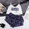 Print Pajamas for Women Summer Solid Silk Sleepwear Sexy Pyjamas Set Tank Bra and Long Pants Underwear Set Sleeveless Nightwear 220527