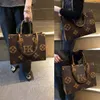 Moda de alta qualidade Bolsa de compras feminina Tote bolsa feminina bolsa ombro código de data número de série flor grande grande