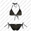 Costume da bagno bikini estivo Gradiente di lusso Bikini con ricamo sexy Set di lettere di marca Costumi da bagno Catena di metallo di design Costume da bagno spaccato senza schienale da donna di alta qualità