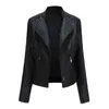 New 2022 Turn-down Collar PU faux Leather Jackets Women Luxury Jacket Black Pink Red Biker Coat L220801