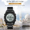 Orologi da polso Orologio di lusso superiore SKMEI Marca Musulmano Qibla Bussola Orologi da uomo Selezione della città Segnalibro Sport Orologio da polso da uomo digitale Reloj Hombr