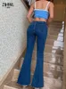 Vrouwen hoge taille wijd uitlopende jeans sexy vintage y2k denim broek streetwear harajuku stretch capris vrouwelijke mode joggers broek 220526