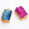 Pendant Necklaces 16mm Natural Stone Jewelry Suppliers Gold Crystal Gem Slice Agates Connector Drusy Slices Charms 5PCSPendant