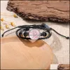 Other Bracelets Jewelry Breast Cancer Awareness Hope Bracelet For Women Ribbon Charm Braided Leather Rope Wrap Bangle Fashion Handmade Drop