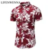Zomer aankomst shirts heren mode afdrukken korte mouw Hawaiiaans shirt mannelijke casual bloem slanke fit strand shirts plus m-7xl 210331