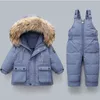子供たちのスーツダウンジャケット新しいベビージャレットパンツ大きなウールカラーコットンキルティングジャケットスーツ男の子と女の子の冬の服J220718
