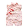 Mode Printemps Combinaison Cheongsam tenue de bébé robe douce bébé fille dessin animé coton tissu enfant nouveau-né bébé costume enfant en bas âge barboteuse G220510