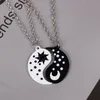 2Pcs/set Couple Necklaces Chinese Stars Sun Moon Banish Bad Luck Charm Pendant ChainNecklace Jewelry Lovers Valentine's Gift