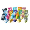 Socks & Hosiery Pair Unisex Tie-Dye Crew Adults Daisy Embroidery Ribbed Mid-calf Colorful Printed Couples Stocking One SizeSocks