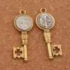 2-tone St Benedict Medal Cross Key Charm Spacer Pärlor Pendants Medalla San Benito Alloy Handgjorda Smycken DIY L1692 42x14.6mm