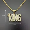 Hangende kettingen hiphop bling iced out rhinestones Gold roestvrij stalen stalen vaste kroon king pendanten ketting voor mannen rapper sieraden drop