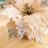 Fiori decorativi ghirlande artificiali per decorazioni natalizie glitter Poinsettia finta fai da te casa di Natale decorazione fiore decorativo