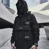 Techwear Veste Hommes Streetwear Noir À Capuche Anorak Futuriste 201128