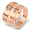 Bague d'amour en acier titane classique de luxe en or rose pour femmes hommes couple bagues à vis amoureux cadeau 4mm 6mm bagues de fiançailles bijoux accessoires de mode avec boîte