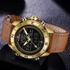 العلامة التجارية الفاخرة رجال Naviforce 9144 Gold Army Military Watch LED Digital Leather Sports Watches Quartz Mens Clock Relogio Masculino 220530