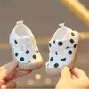 2023 Spring Baby Girls Cute Canvas Shoes Casual Sneakers Polka Dots Printed Toddlers Children Fashion Flat Shoes Size 16-21