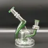 6.5 "Clear Green Glass Bong Water Pipes Recycler 14mm Bowl Rökning Bubbler