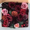 Party-Dekoration, Weinrot, künstliche Seidenblumen, Rosenbox, Bankett, Geburtstag, Valentinstag, DIY-Dekoration, Heim-Blumen-Hochzeit, Tischdekoration