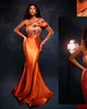 2022 Plus Size Arabic Aso Ebi Orange Mermaid Sexy Prom Dresses One Shoulder Evening Formal Party Second Reception Birthday Engagement Bridesmaid Gowns Dress ZJ474