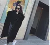 Women faux fur long coat fashion hooded fur jacket outwear zipper up extra long streetwear overcoat loose oversized winter clothes