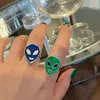 Anhänger Halsketten MENGJIQIAO Mode Punk Doppelschicht Link Kette Für Frauen Mann Glasur Alien Sicherheitsnadel Halskette Täglichen Schmuck