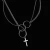 Chains Punk Cross Necklace For Men Women Hiphop Three Circle Crooss Chain Friendship Gifts Rock JewelryChains Sidn22