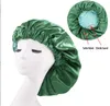 Solid Color Reversible Silkesly Satin Bonnets Dubbelskikt Sleep Night Cap Head Cover Bonnet Hat For For Curly Springy Hair DE555