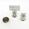 50pcs Silver/Gold Bow Bell Place حامل البطاقة تفضل