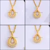 Pendant Necklaces Pendants Jewelry Teardrop Womens Chain Inlaid Cubic Zirconia 18K Yellow Gold Filled Cl Dhsim