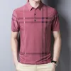 BROWON Business Summer Casual Loose Breathable Antiwrinkle Short Sleeved Plaid Polo Shirt Men Tops 220614