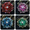 Stift broscher mode 70mm högkvalitativ flerfärgad hjärtrastreskristallblomma för kvinnor eleganta rosguldfärg smycken i SeaU22